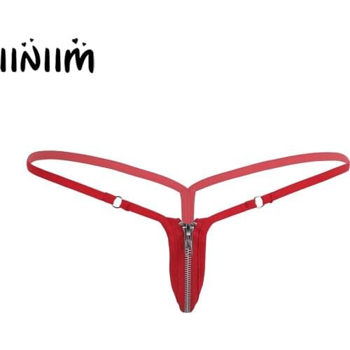 Women Sexy Open Butt Low Rise Lingerie Stretchy Waistband Front Zipper Nylon G-string Bikini Underwear Mini Erotic Underpants