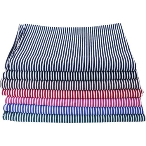 Width 66'' Combed Comfort Simple Stripe Stretch Cotton Fabric By The Half Yard For T-Shirt Coat Material
