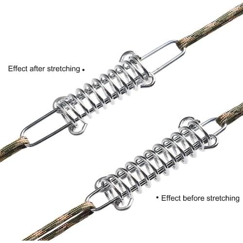 High Strength Camping Tent Spring Buckle High Elasticity Strength Stainless Steel Rope Tensioner Fixed Hook Buckle Beach Camping