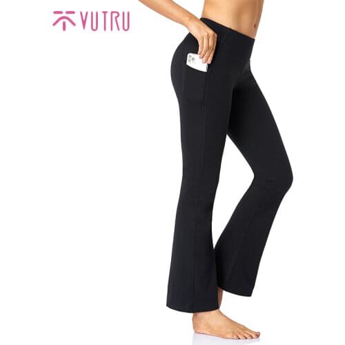 Women Bootcut Yoga Pants with Pockets High Waist Workout Pants Tummy Control Dress Pants Straight-Leg Loose Running Casual Pants