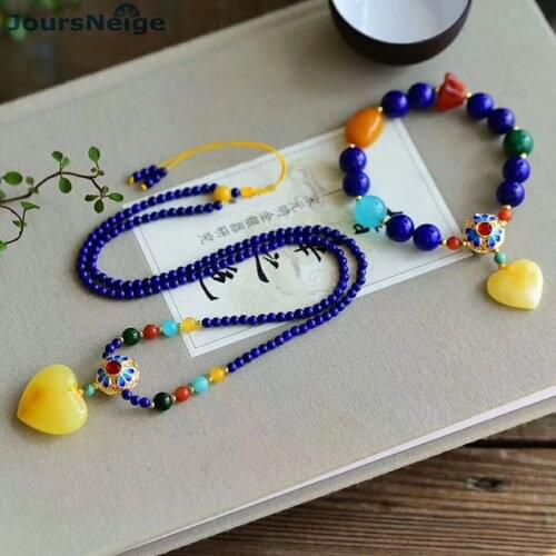 Wholesale Genuine Counter Natural Blue Ore Jewelry Sets Heart Pendant Necklace Bracelet Crystal for Women Girl Simple jewelry