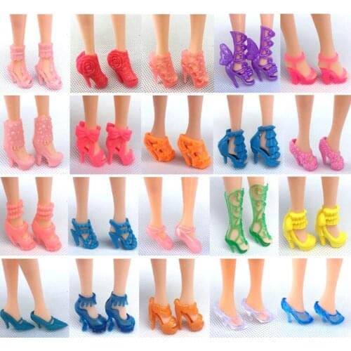 10 Pairs Mixed Fashion Colorful High Heels Sandals Accessories for Barbie Doll Shoes Clothes Dress Prop Girl Baby Toys for 1/6