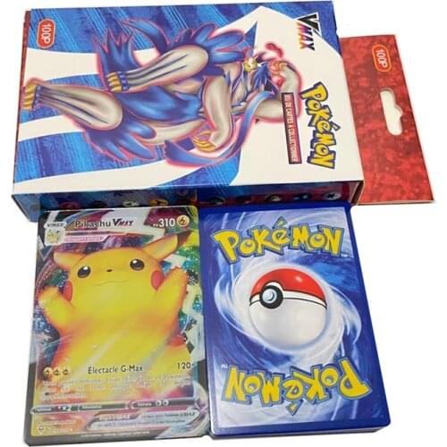 100Pcs/One Box French Version Pokemon Card Battle Game Card 60V 40Vmax No Repeat Trading Game Card Collection Shining Card