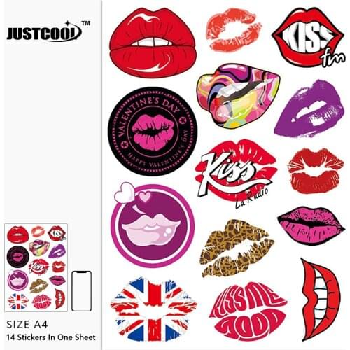 14x Sticker Sexy Kiss Phone iPad MacBook Laptop Notebook Cup Refrigerator Luggage Skateboard Bicycle Motor Car Decal In A4 Size