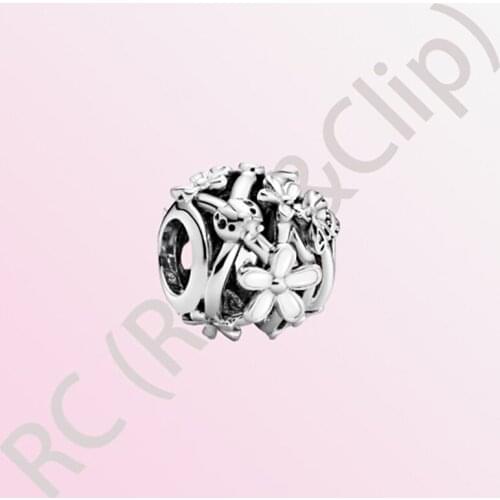 2020 New Arrival S925 Sterling Silver Beads Openwork White Daisy Flower Charms fit Original Pandora Bracelets Women DIY Jewelry