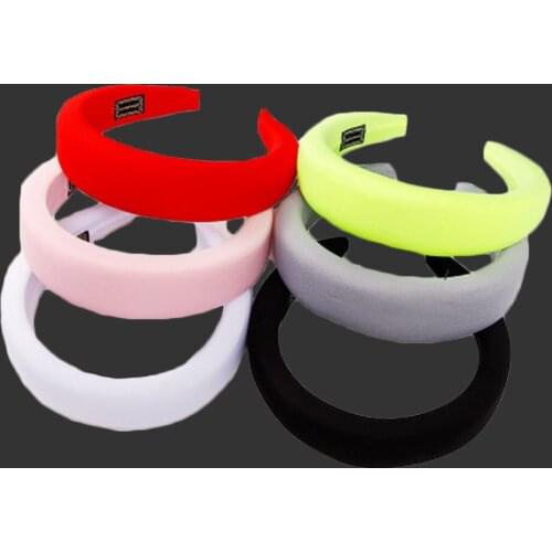2020 Women Fashion Non-slip Satin Padded Headbands Solid Colors 4cm Width Hairbands Girl Makeup Turban Hair Hoops Accessories