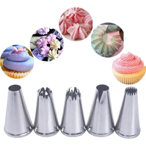 5PCS Icing piping frosting nozzle Tips Baking Tools Cream Cake Decorating Set Stainless Steel Nozzles Cupcake