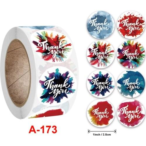 500pcs Rainbow Color Floral Thank You Stickers 1 inch Wedding Favors Baking Envelope Seal Labels Business Label Stickers