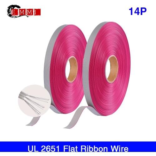 76 meters Gray Flat Ribbon Data Cable Wire 14 Cores 28AWG UL2651 300V PVC material Tinned copper for LED display
