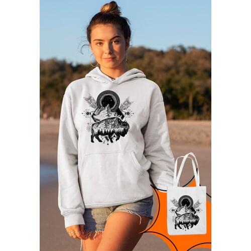 Angemiel Wear Ethnic White Women 'S Hooded Sweatshirt Bags Kombin