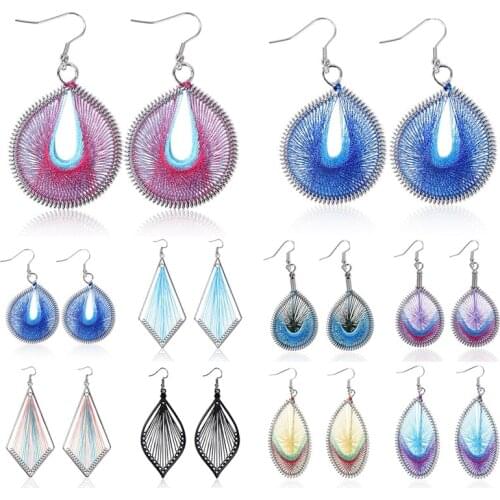 Boho Ethnic Geometric Earrings For Women Handmade Statement Jewelry Vintage Colorful Thread Dangle Drop Earings Fashion Jewelry