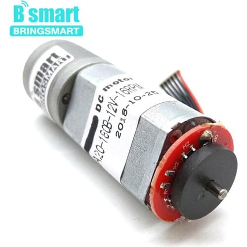 Bringsmart 12V D Shaft Metal Mini DC Motor Brush Encoder Gear Motor 16-320rpm Adjustable Speed Reversible 0.5-8KG.CMl JGA20-180B