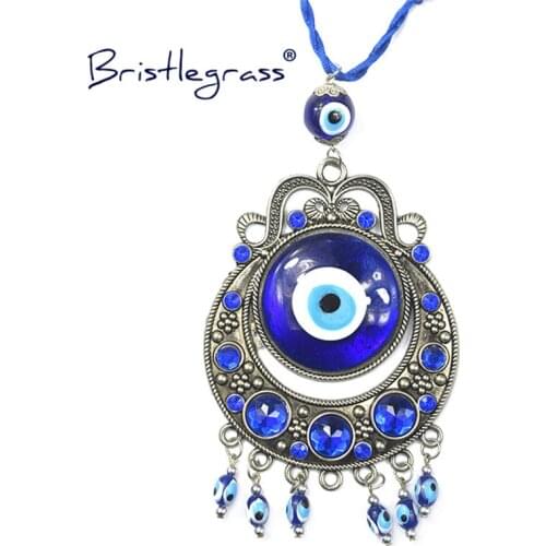 BRISTLEGRASS Turkish Blue Evil Eye Rhinestone Amulets Lucky Charms Wall Hanging Pendants Pendulum Blessing Protection Home Decor