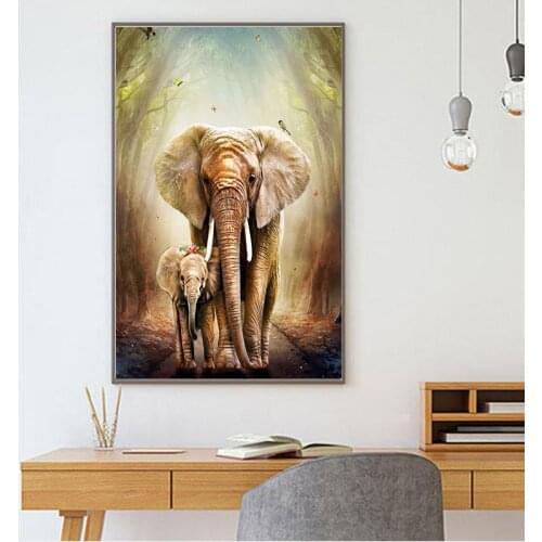 Digital oil painting Use digital DIY to color the picture with color digital painting of elephant picture