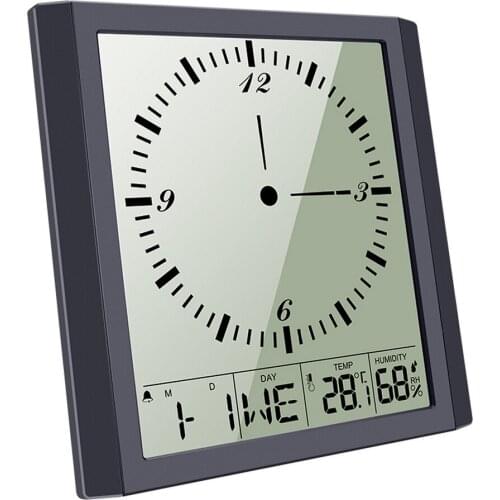 Digital Wall Clock with Date Temperature Hygrometer Alarm Clock LCD Display Multif Electronic Digital Wall Clock Home Decor