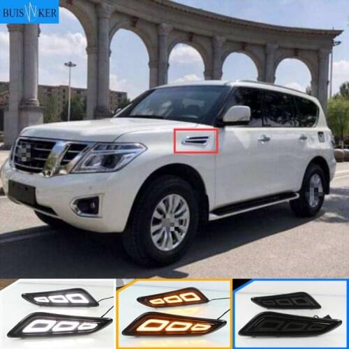 For Nissan Patrol 2014-2019 LED Side Fender Lights Daytime Running Lights With Yellow Turn Signal Lamp Waterproof