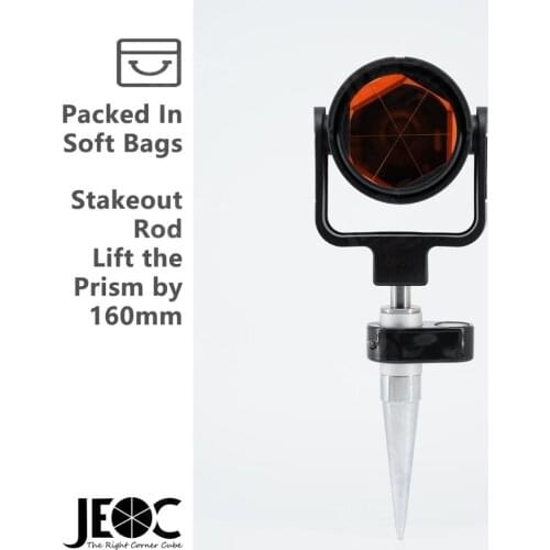 JEOC Reflective Prism with Mini Stakeout Rod, Surveying Reflector GPR1 for Leica total station, 160/300mm pole