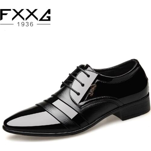 Quality Shiny PU leather Men oxfords Dress Shoes Fashion Lace-up Wedding Black Shoes Mens Pointed Toe formal Office Shoes 5766