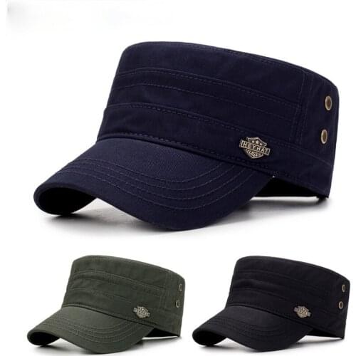 2021 Branded Men Military Cap Summer Autumn Casual Cadet Hat Washed Cotton Flat Top Caps Female Vintage Army Hats Bone Man Cap