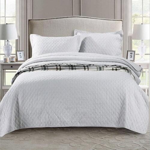 3pcs Bed cover Light grey Bedspread Jacquard weave Bedding set Simplicity Quilt Quilting Blanket Pure color Bed cover Queen Size