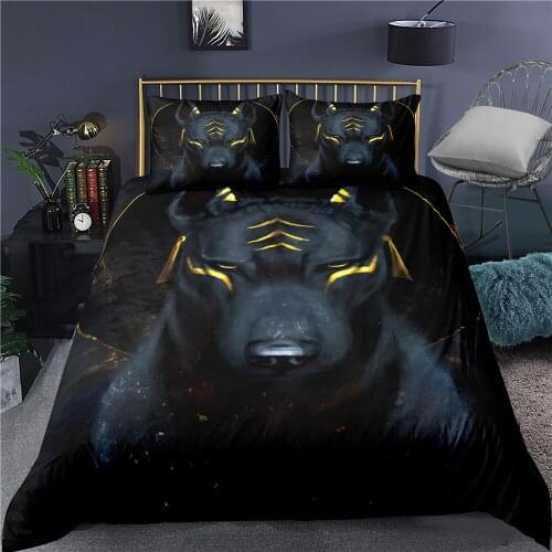 Wild Animal Duvet Cover Set Kids Boys Bedding Set Black Panther Bed Linen Black Leopard Home Textile Black Microfiber Bedclothes