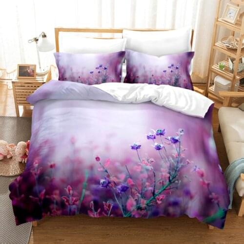 Purple Lavender Bedding set Luxury Duvet Cover Set Rose Quilt Cover Digital Printing Bed Linen Fashion Design