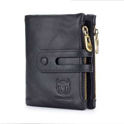 New Genuine Leather Mens Wallet Crazy Horse Cowhide Man zipper Coin Purse Brand Male Credit&id Multifunctional Wallet