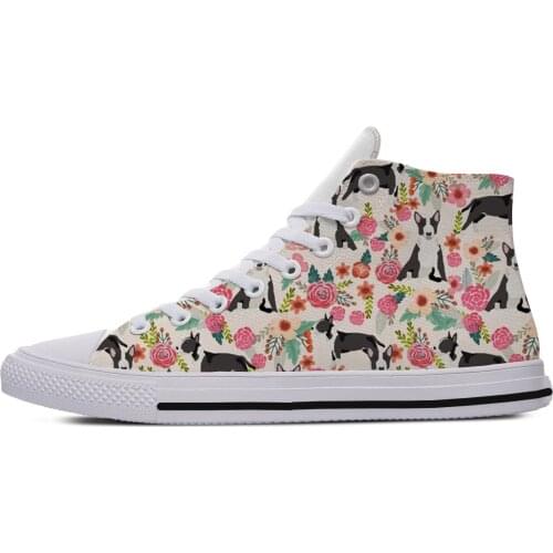 Cute Bull Terriers Animal Pets Dog kawaii Harajuku Lightweight High Top Canvas Shoes Men Women Casual Breathable Sneakers