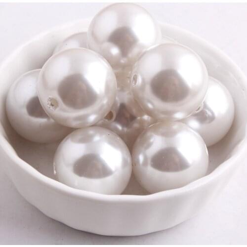 Kwoi vita 12mm/16mm/6mm to 28mm White A63 Fashion Acrylic Imitation pearl Beads for Chunky Beads Jewelry