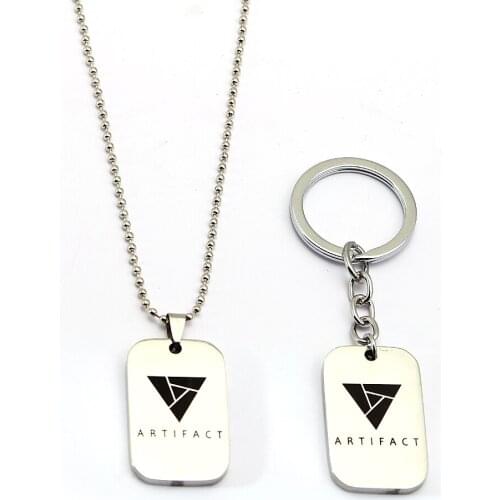 Hot Game Dota 2 Accessory Women Statement Necklace Keychain Tag Pendants Geometric Pattern Choker Men Charm Gift