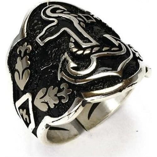 Ship Anchor Thumb Thumb Ring In Traditional Archer silver men Ring 925 sterling silver ring, gift for men