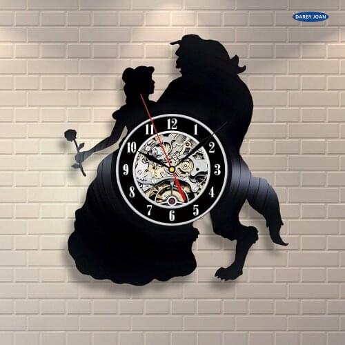 Vinyl Record Design Wall Clock Classic Wall Clocks Quartz Mechanism Beauty and the Beast Vinyl Record