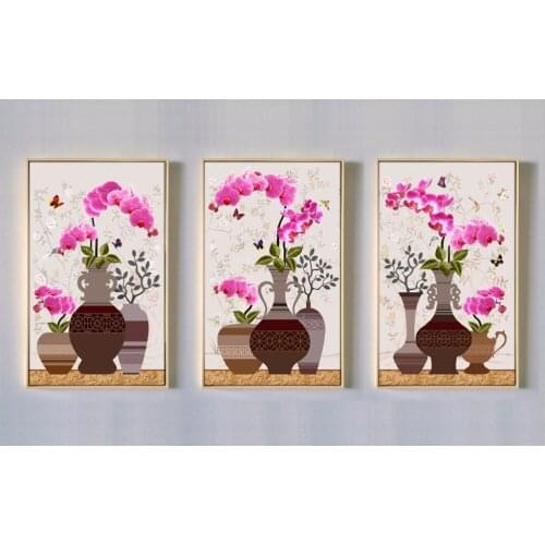 Phalaenopsis new Chinese flower vase Art Decoration frameless painting canvas paintings