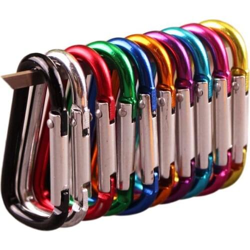 Wholesale 1/5/10PCS Climbing Button Carabiner Camping Hiking Hook Outdoor Sports Multi Colors Aluminium Safety Buckle Keychain