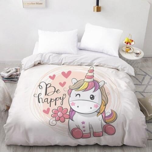 3D Duvet Cover King/queen/single/custom size,comforter Cover 220/240,1pc Quilt cover,luxury Bedding Cartoon Colorful Unicorn