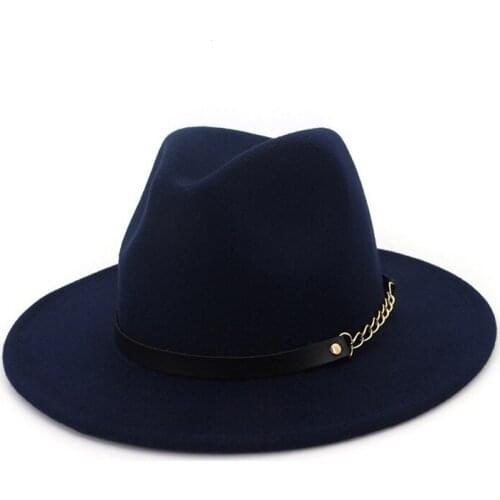 Wide Brim Plain Wool Felt Cowboy Hat Mens Womens Fedora Hat with Leather Decoration Cowgirl Hat Jazz Trilby Chapeau Flat Brim