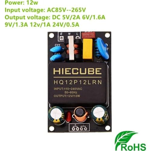 12W AC-DC EMI filter isolation regulated switching power supply module /board DC 5V/2A 6V/1.6A 9V/1.3A 12v/1A 24V/0.5A
