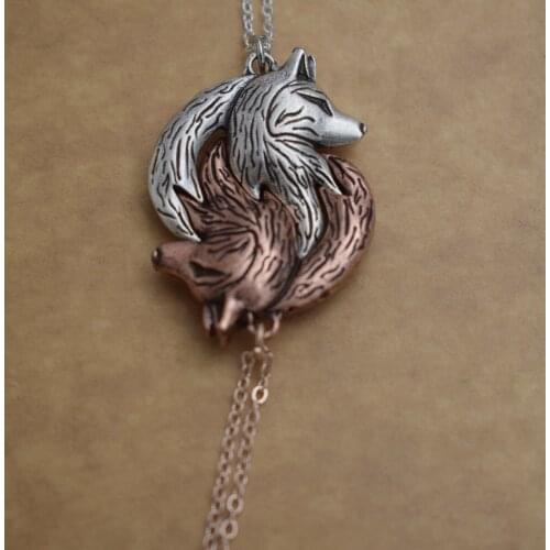 SanLan 12pcs Wolf Yin Yang Necklace His and Hers Interlocking Couple wolf necklace gift