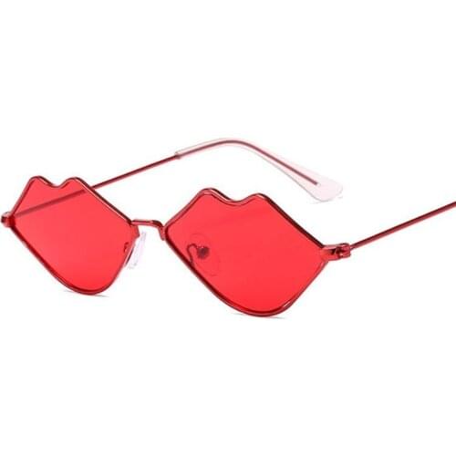 Small Frame Sunglasses Women Retro Lips Mirror Metal Sun Glasses Female Vintage Brand Designer Lunette De Soleil Femme