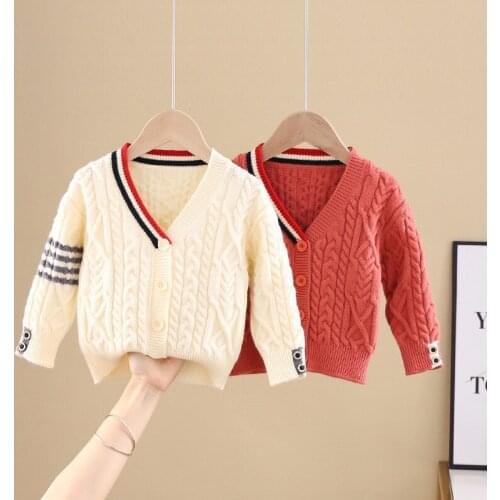 V Neck Kids Sweaters Spring Winter Baby Boys Girls Warm Knitted Bottoming Thicken Teenage Outdoor Childrens Clothes Top High Qu