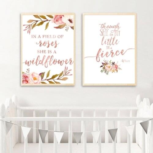 In A Field of Roses She Is A Wildflower Baby Girl Wall Art Flowers Print Watercolor Floral Art Painting Nursery Wild Child Decor