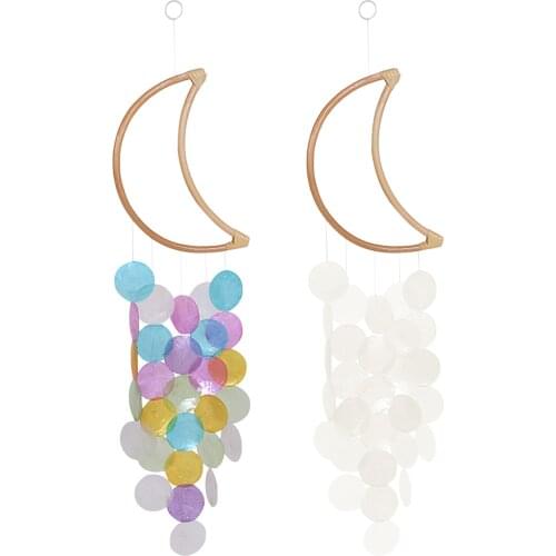 Wind Chimes Candy Color Wooden Moon Pendant Wall Art Decoration Garden Patio Window Wind Bell Wedding Curtain high quality