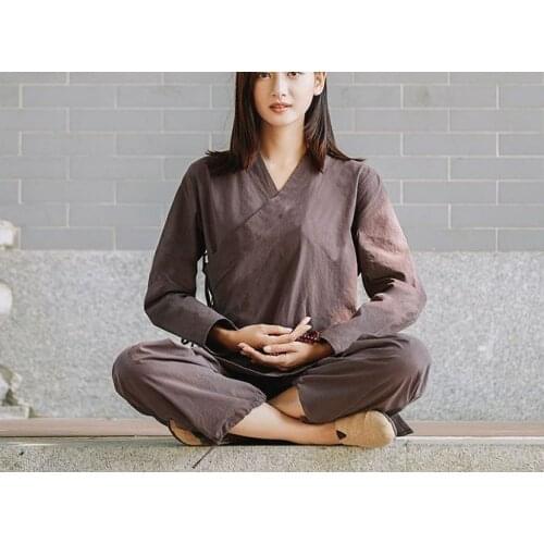 High quality cotton&linen yoga suit kung fu taiji tai chi uniforms Zen buddha suits meditation lay clothing