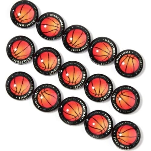 Xinyao 20pcs 10mm 12mm 20mm Basketball Pattern Tray Pendant Base Glass Cabochon for DIY Jewelry Making