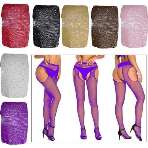 Womens Stockings Rhinestones Elastic Suspender Tights Pantyhose Hosiery