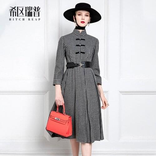 High End Goddess Temperament Improved Cheongsam 2021 Spring And Autumn New Plaid Waist Retro Dress