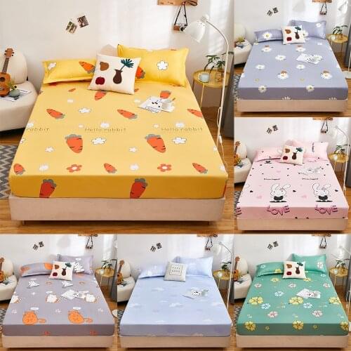 1 Pc Stretch Waterproof Fitted Sheet Elastic All-inclusive Floral Bedspreads Household Mattress Cover Sheets For King Queen Bed