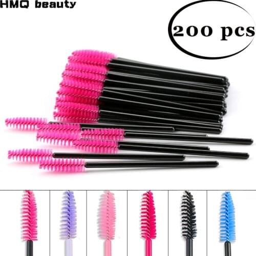 200Pcs Disposable Eyelash Eyebrow Brushes One-off Mascara Applicator Wand Spoolers Eyelash Comb Brushes Makeup Tool Set
