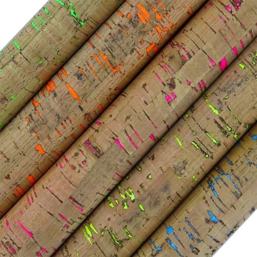 A4 Sheet 30x21cm Neon Natural Cork Wood Leather Fabric Printed Colored Bow Craft Bag Shoes Sewing DIY Decoration H0612