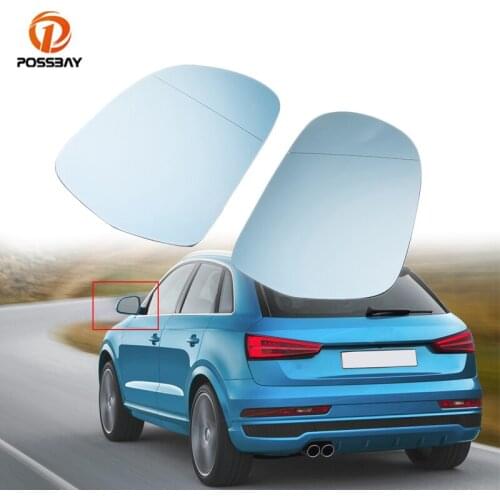 POSSBAY 2Pcs Car Door Wing Rearview Blue Heated Mirror Glass 8T0857536C 8T0857535C for Audi Q3 2012 2013 2014 2015 2016 2017
